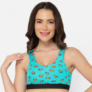 Printed Non Padded Moisture Wicking Rapid-Dry Workout Sports Bra - Full Coverage