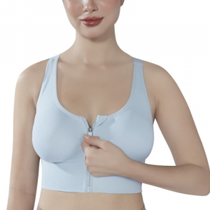 Full Coverage Lightly Padded Front Zip Rapid-Dry Workout Sports Bra